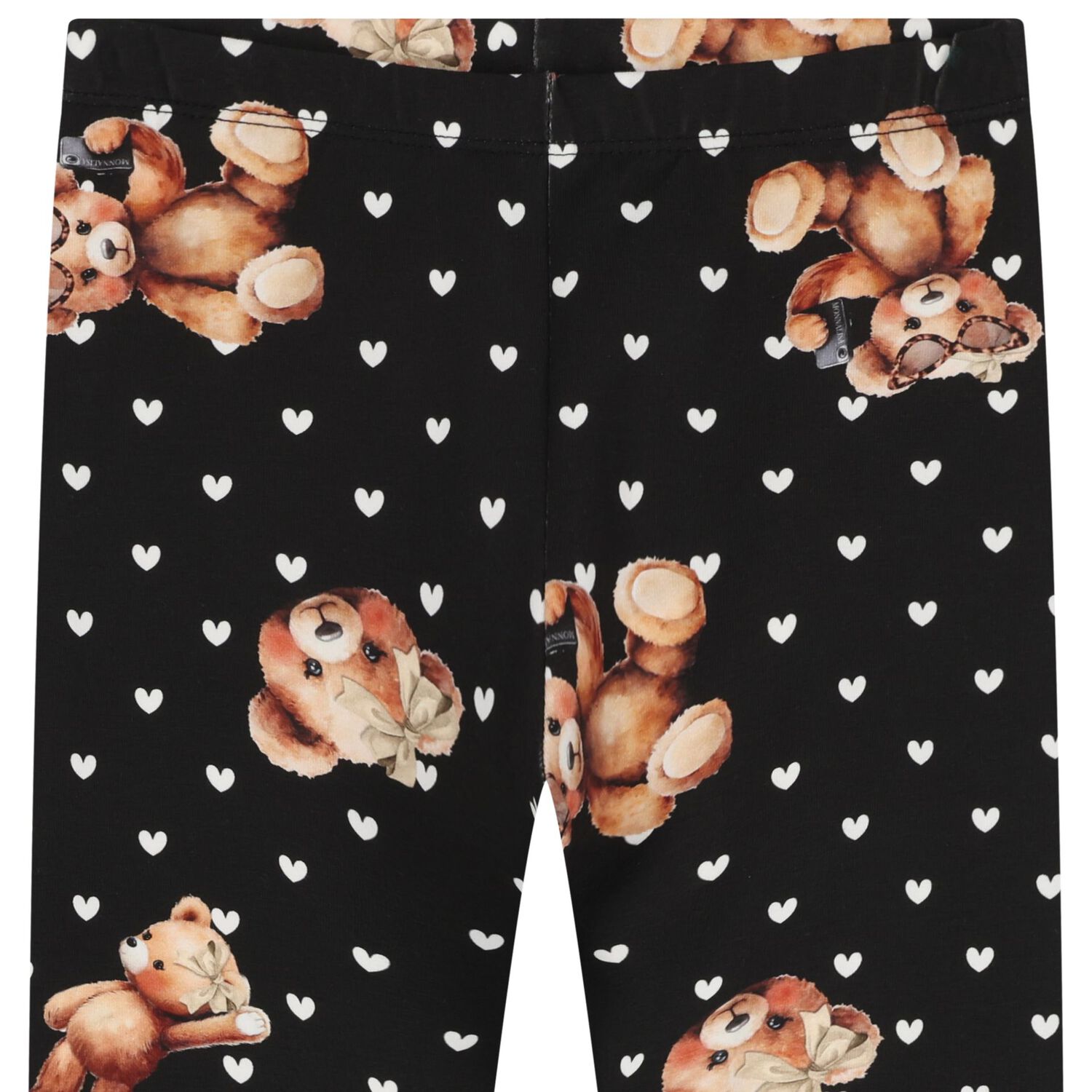 Girls Ivory & Black Teddy Bear Leggings Set, 1, hi-res