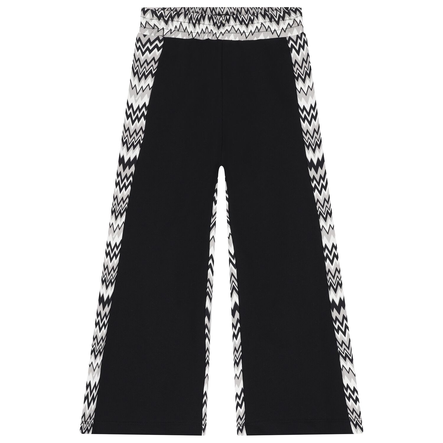 Girls Black & White Zigzag Trousers, 1, hi-res