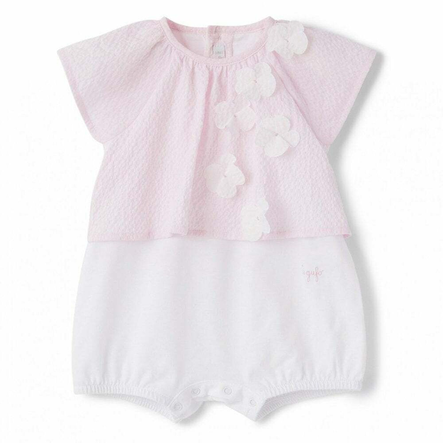 Baby Girls Pink & White Romper, 1, hi-res
