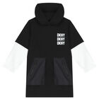 Girls Black Logo Hooded Dress, 1, hi-res