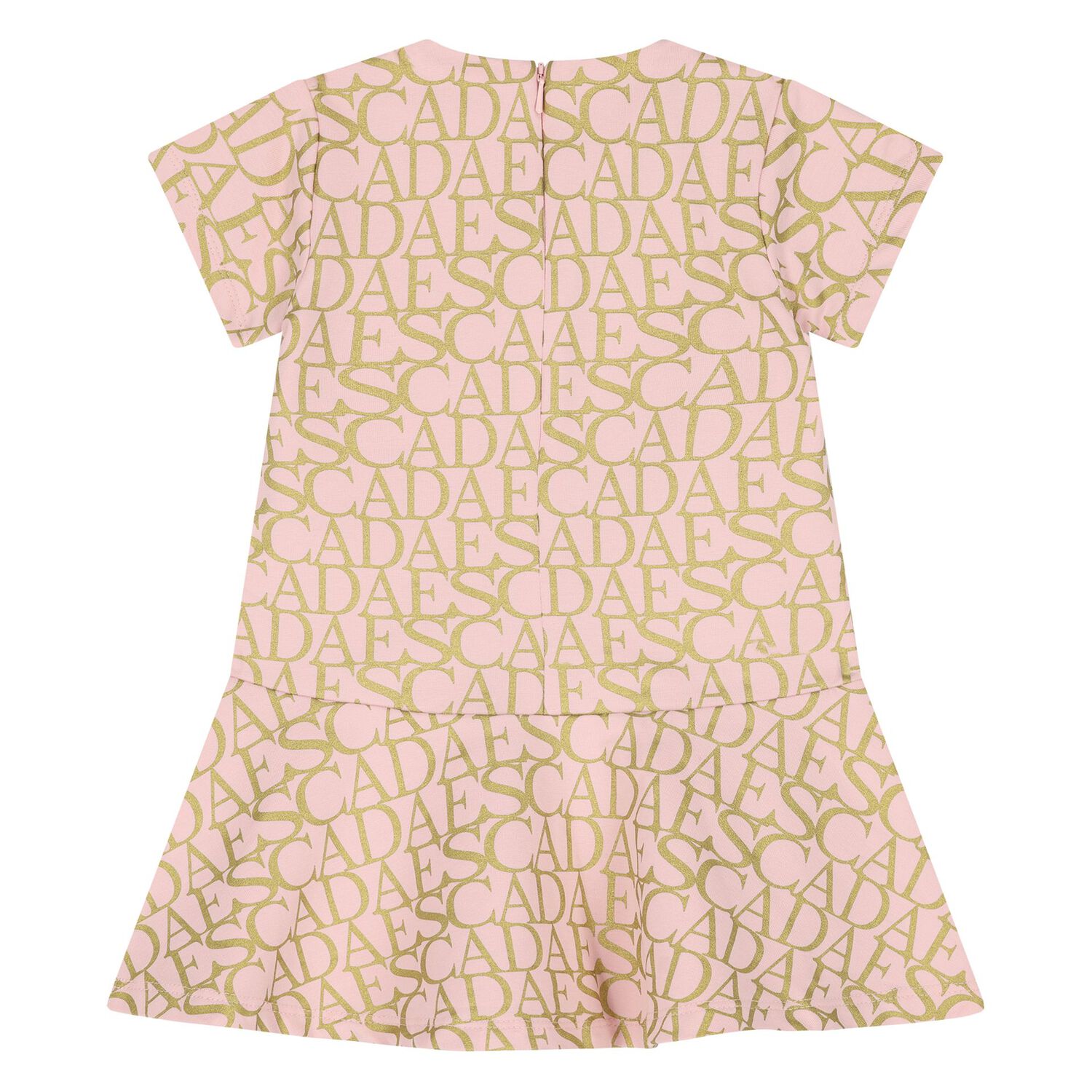 Younger Girls Pink & Gold Logo Dress, 2, hi-res