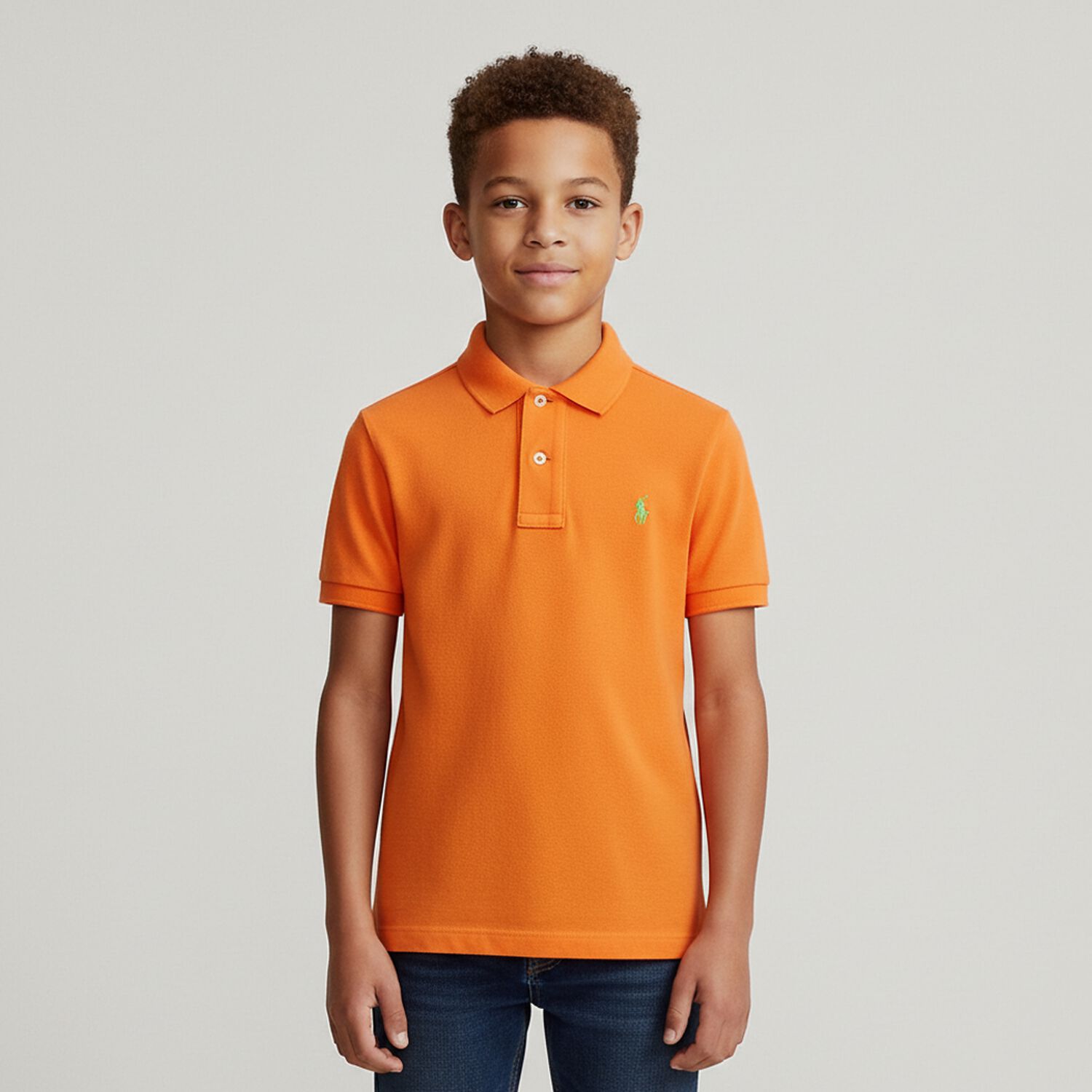 Boys Orange Logo Polo Shirt, 1, hi-res