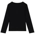 Girls Black Logo Long Sleeve Top, 2, hi-res