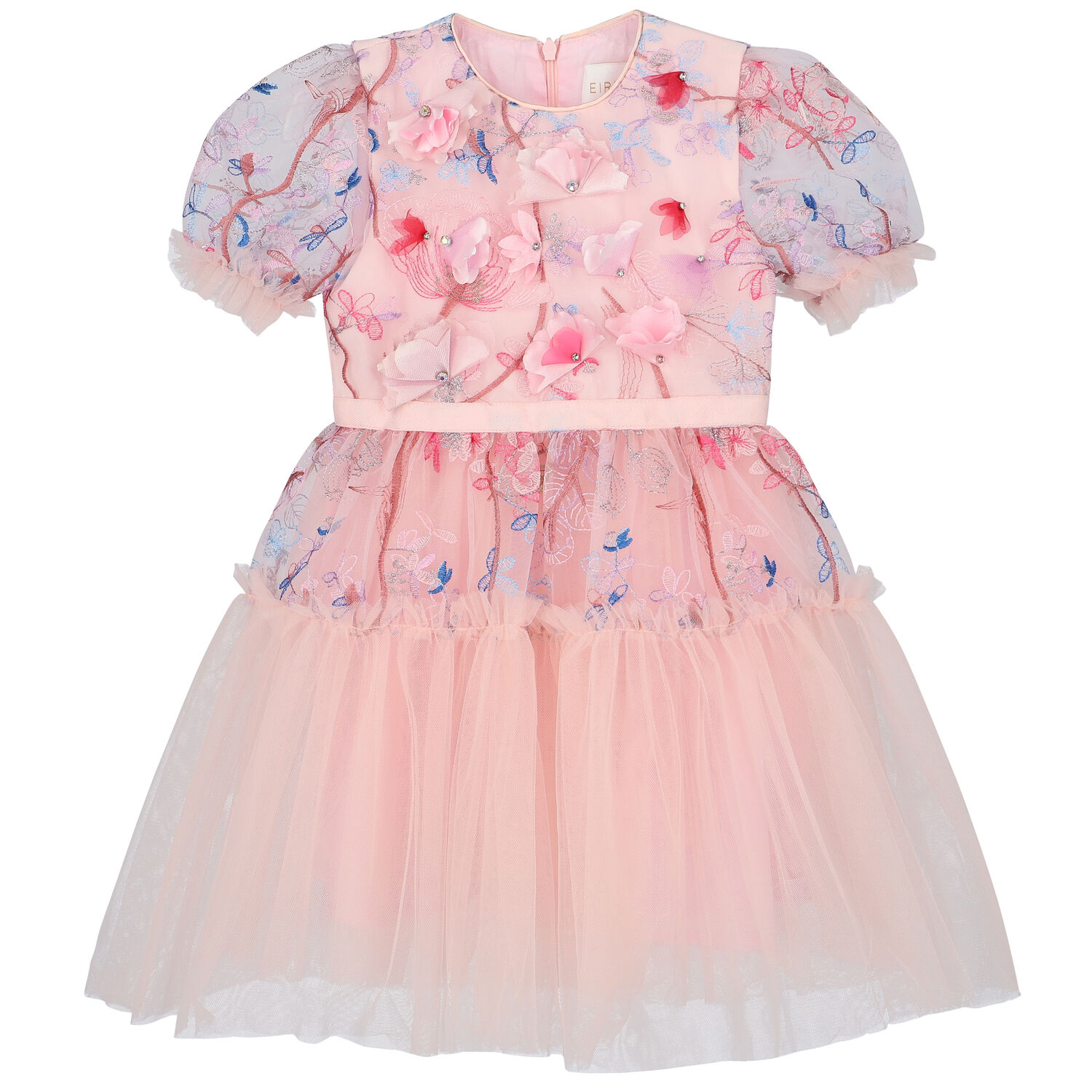 Girls Pink Embroidered Tulle Dress, 1, hi-res image number null