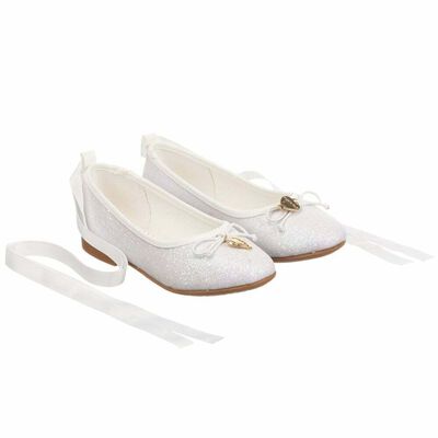 Girls White Glitter Shoes