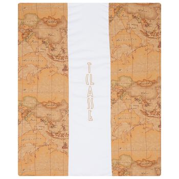 White & Beige Geo Map Baby Blanket