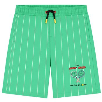 Boys Green Striped Swim Shorts