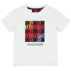 Younger Boys White Logo T-Shirt, 1, hi-res