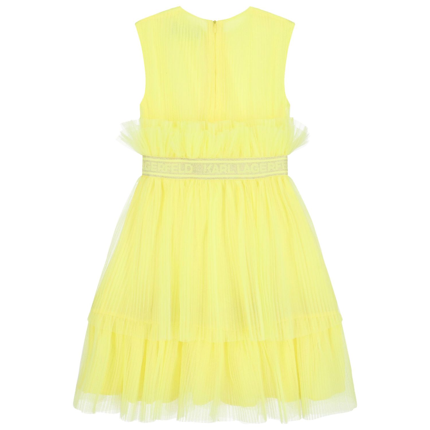 Girls Yellow Pleated Tulle Dress, 2, hi-res image number null