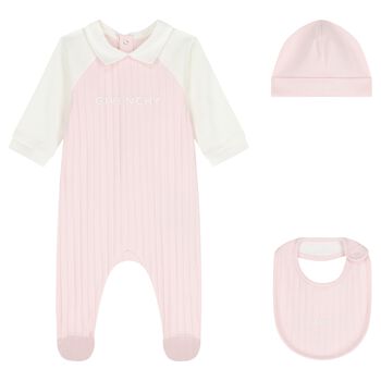 Givenchy Baby Girls Pink & White Logo Babygrow Gift Set, 1 Baby Girls Pink & White Logo Babygrow Gift Set