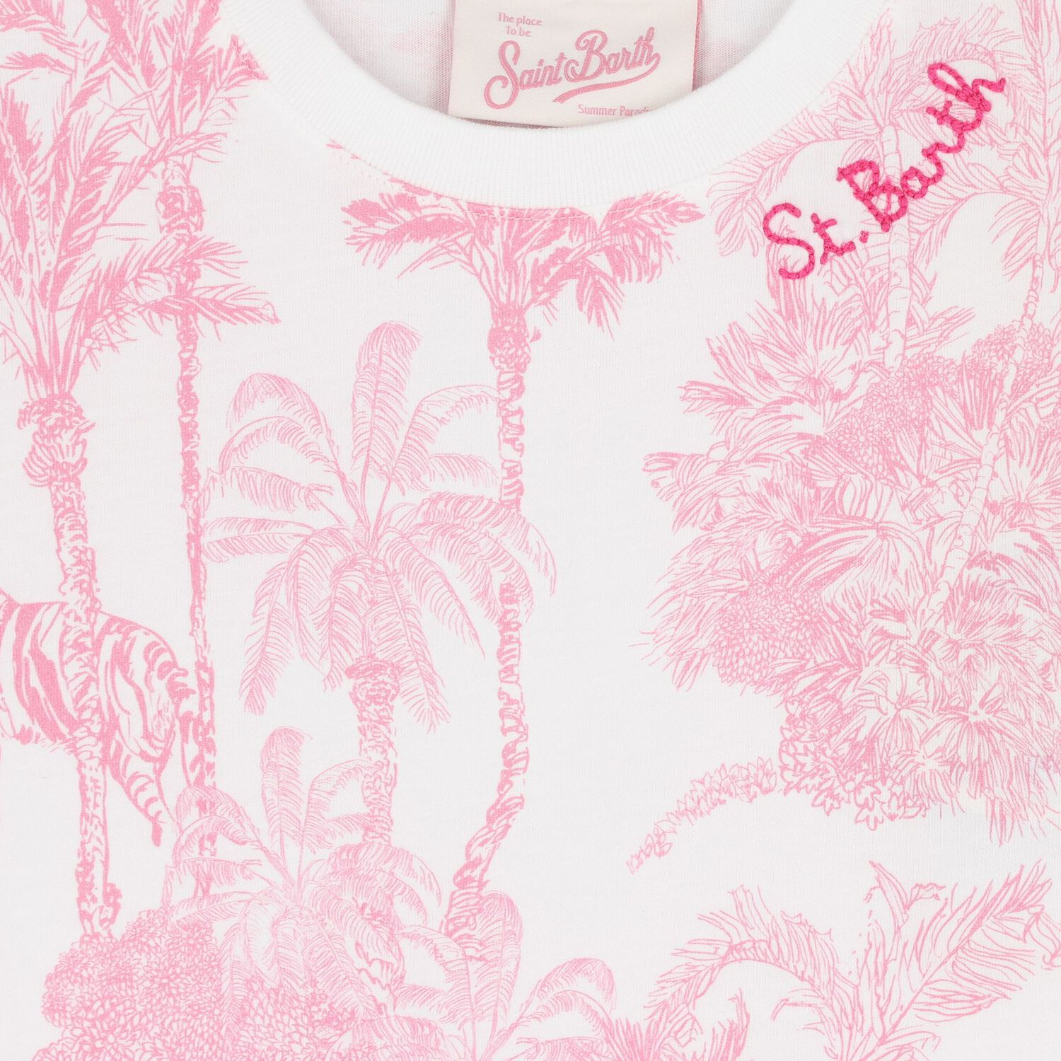 Girls White & Pink Jungle Dress, 1, hi-res