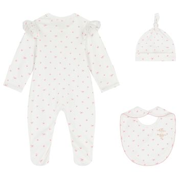 Baby Girls White & Pink Moon Babygrow Set