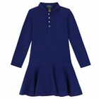 Girls Blue Logo Polo Dress , 1, hi-res