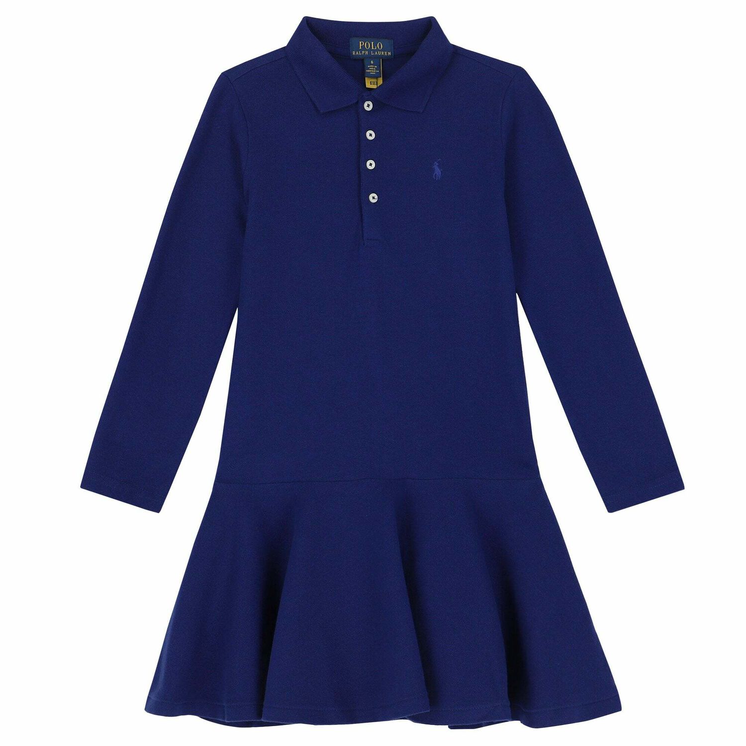 Girls Blue Logo Polo Dress , 1, hi-res