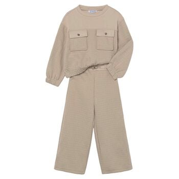 Girls Beige Trousers Set