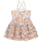 Girls Ivory Floral Dress, 1, hi-res