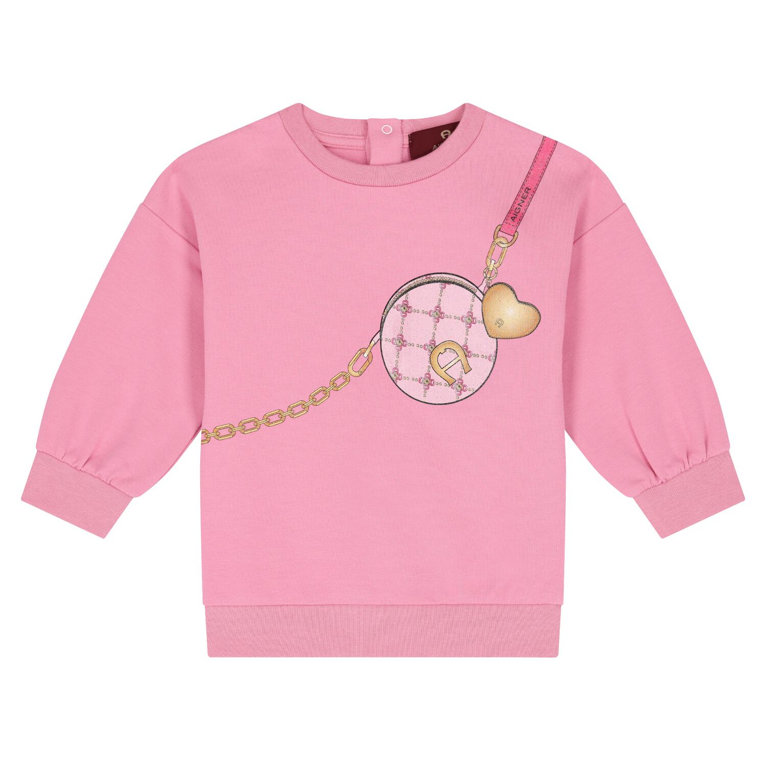 Younger Girls Pink Bag Sweatshirt, 1, hi-res