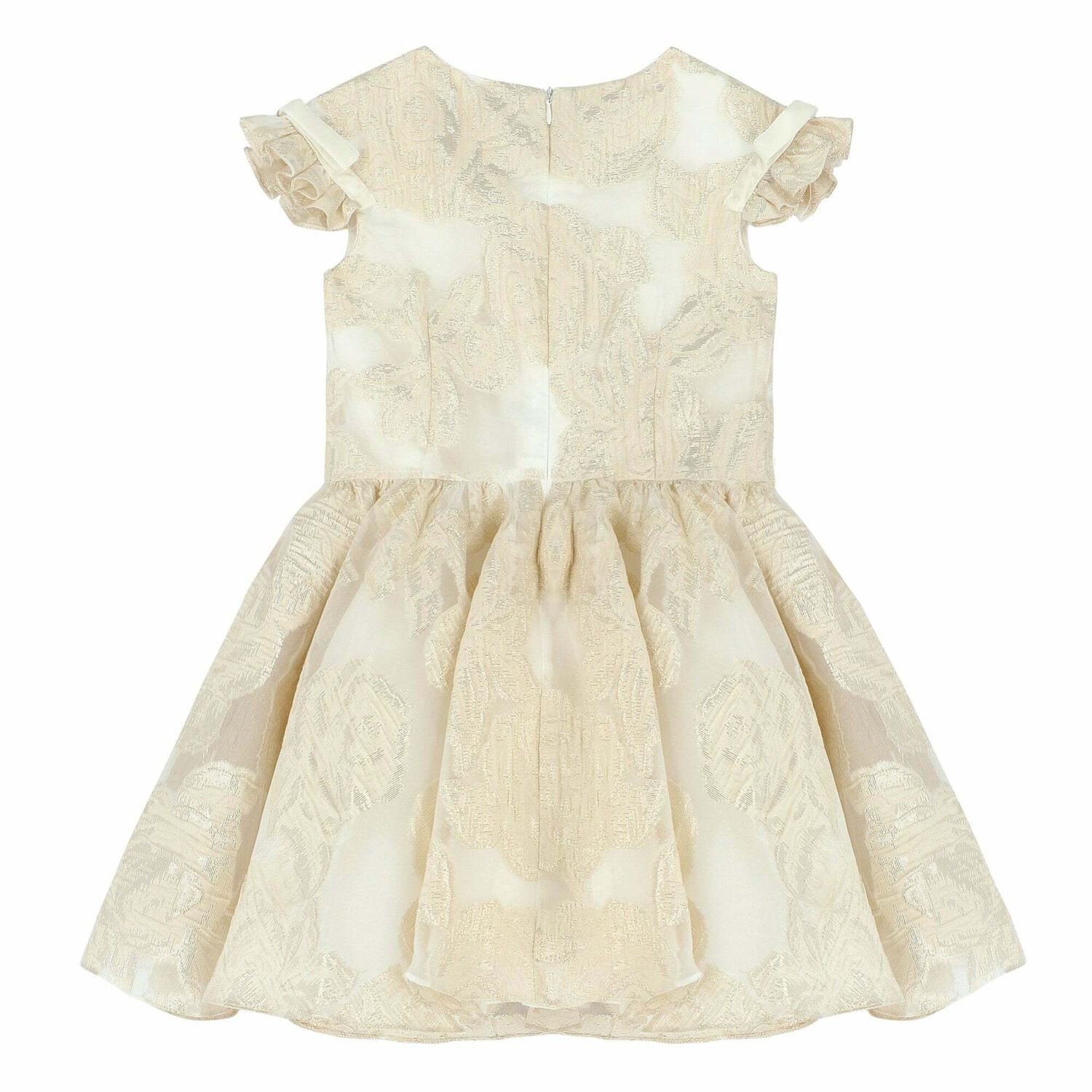 Girls White & Gold Organza Dress, 2, hi-res image number null