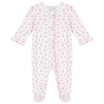 Baby Girls Pink Rosy Roses Babygrow
