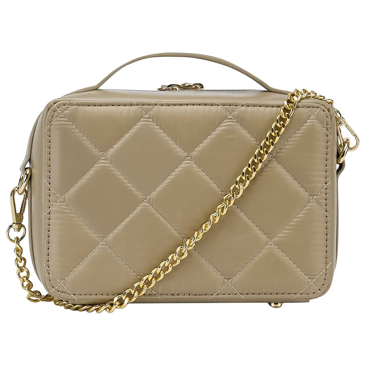 Girls Beige Quilted Handbag, 2, hi-res