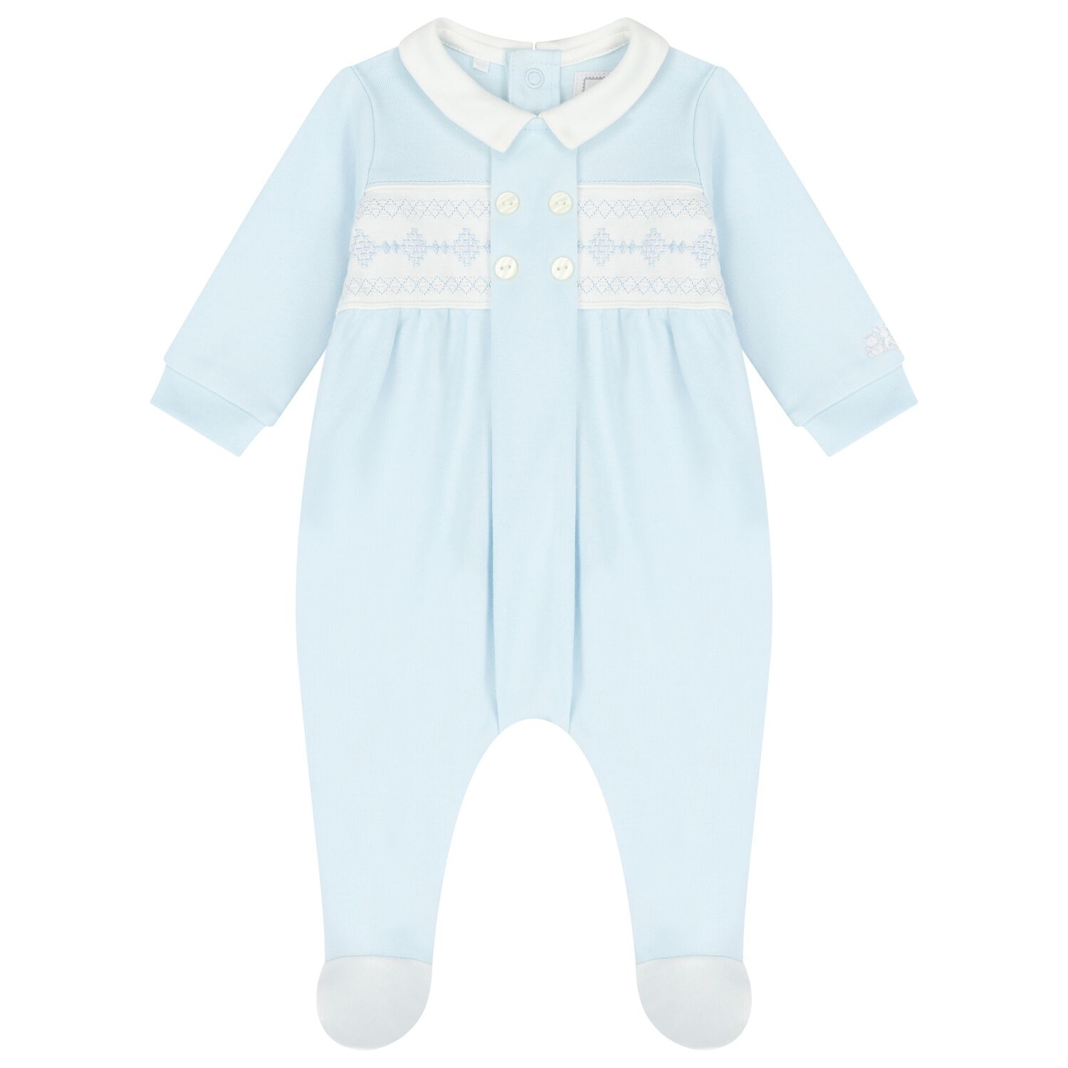Baby Boys Blue & White Babygrow, 1, hi-res image number null