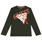Boys Green Logo Long Sleeve Top, 1, hi-res