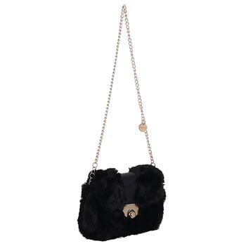 Girls Black Faux Fur Handbag ( 21cm )