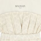 Girls Ivory & Beige Logo Dress, 1, hi-res