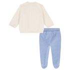 Baby Boys Beige & Blue Sheep & Teddy Bear 2 Piece Babygrow, 1, hi-res