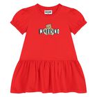 Younger Girls Red Teddy Bear Logo Dress, 3, hi-res