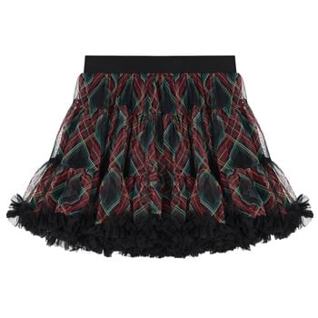 Girls Red & Green Tartan Pixie Skirt