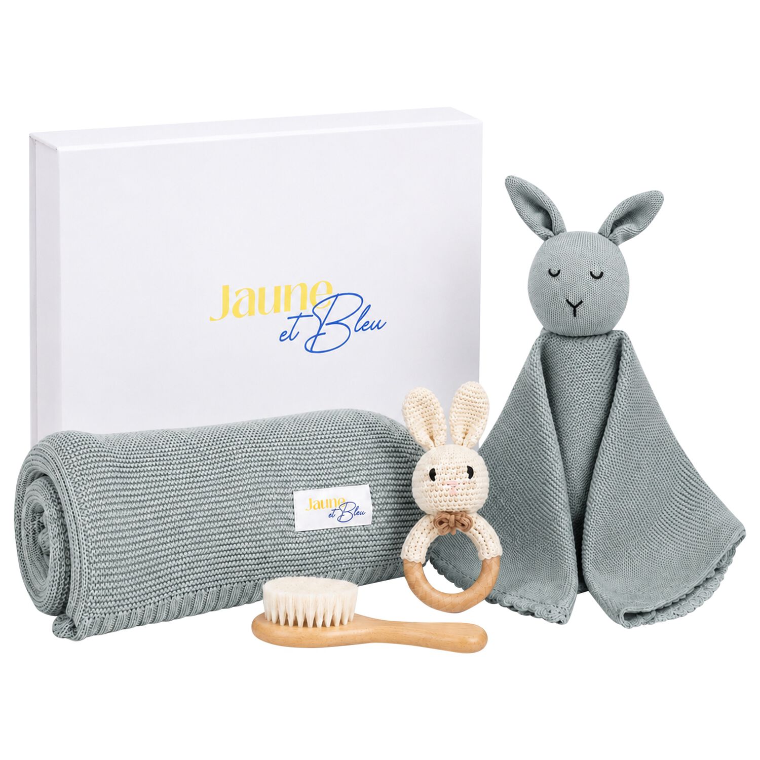 Pale Green Baby Blanket & Bunny Comforter Gift Set, 4, hi-res