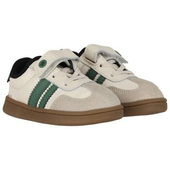 Younger Boys Ivory & Green Trainers