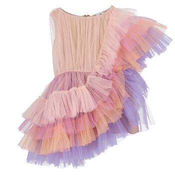 Girls Multi-Coloured Ruffled Tulle Dress