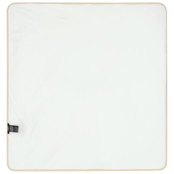 White & Beige Logo Baby Blanket