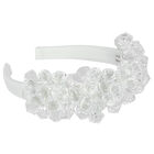 Girls White Embellished Diamante Headband, 1, hi-res