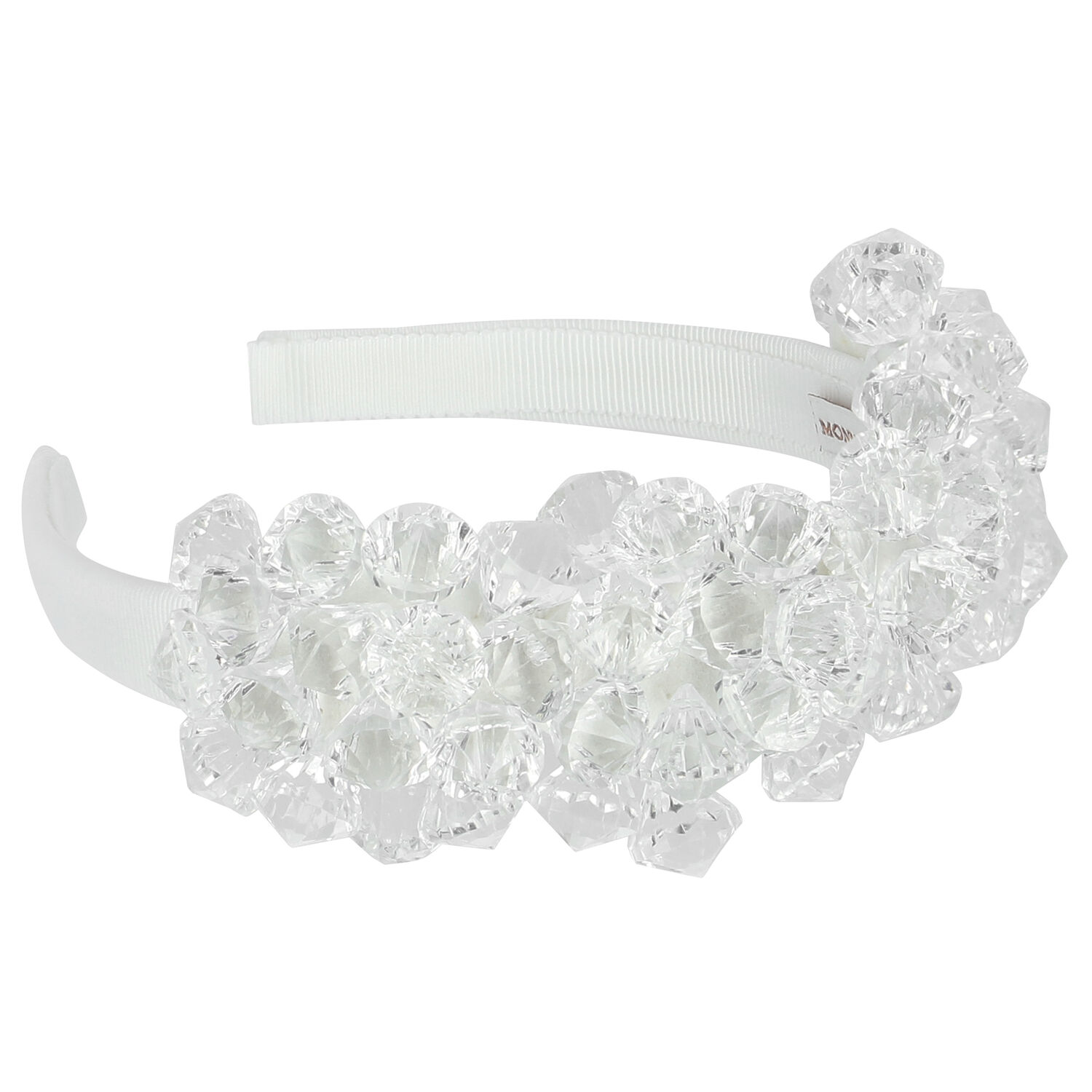 Girls White Embellished Diamante Headband, 1, hi-res