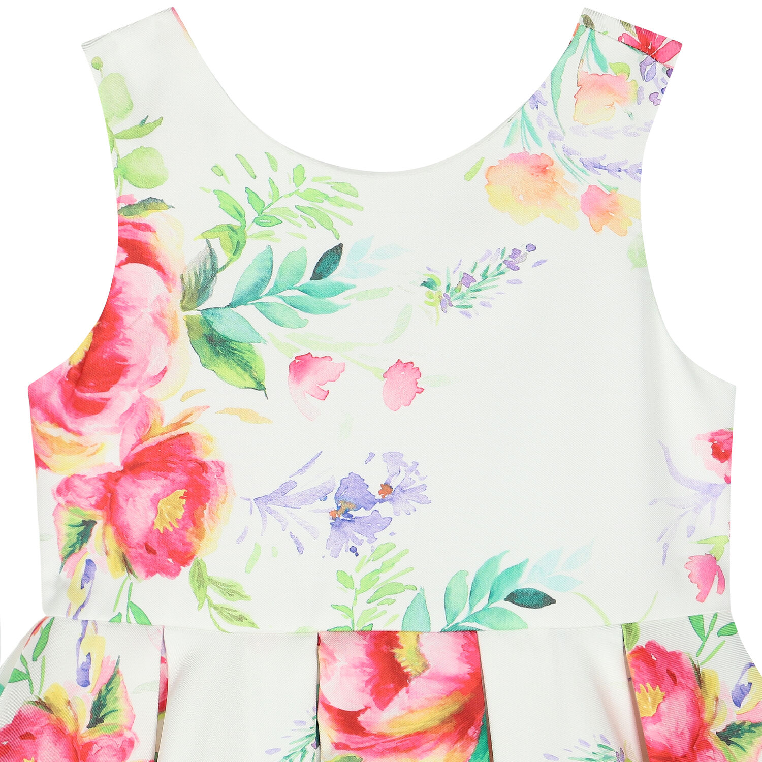 Girls Ivory Floral Satin Dress, 1, hi-res