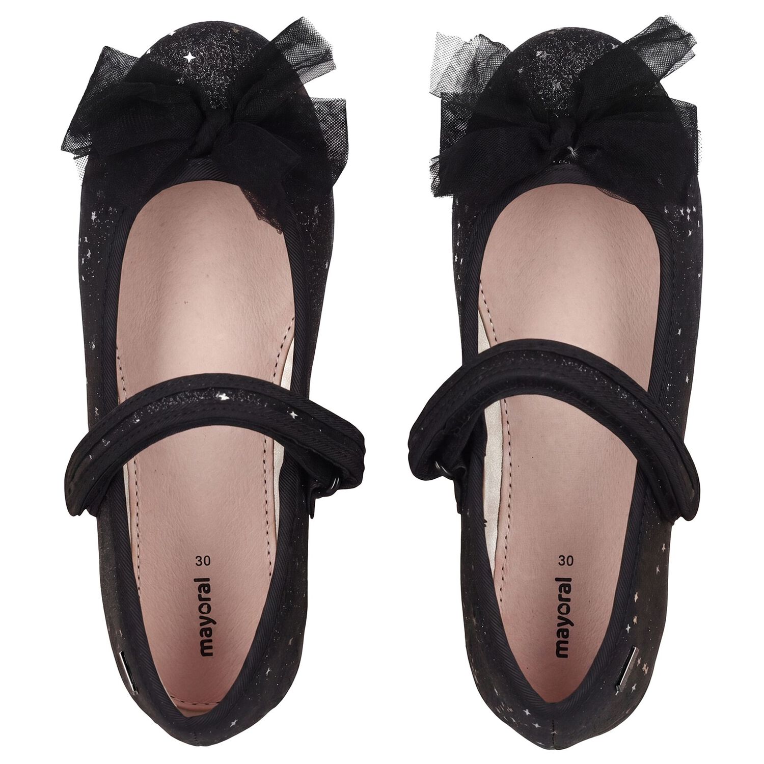 Girls Black Bow Glitter Shoes, 1, hi-res