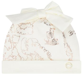 Baby Girls Ivory Bow Geo Map Hat