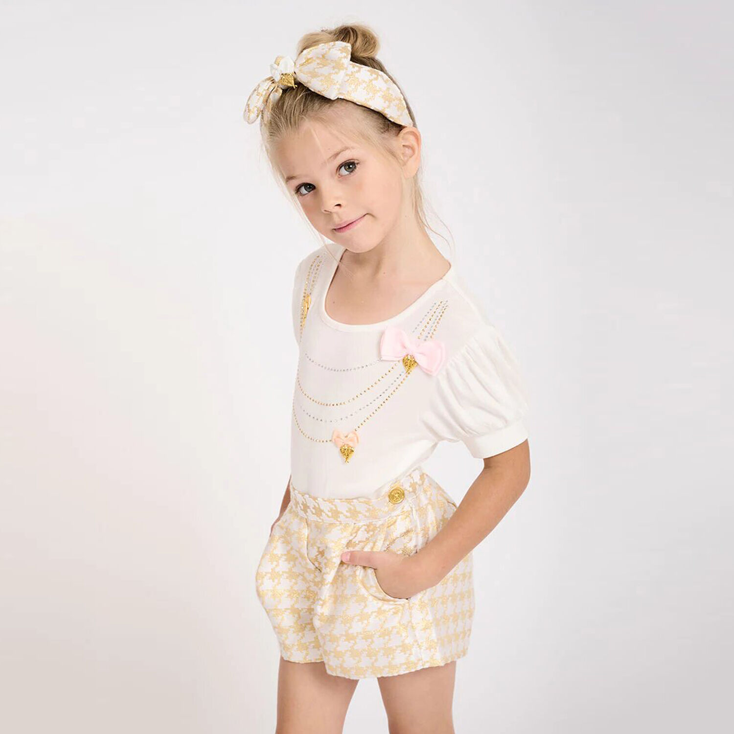 Girls White Necklace T-Shirt, 1, hi-res