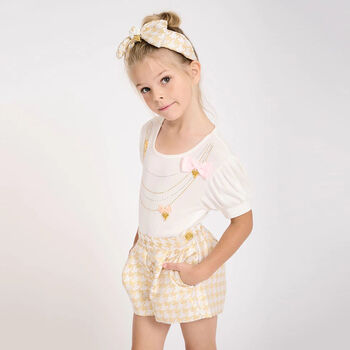 Girls White Necklace T-Shirt