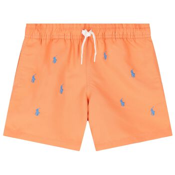 Boys Orange Logo Swim Shorts