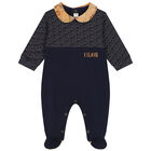 Baby Boys Navy Blue Logo Babygrow, 1, hi-res