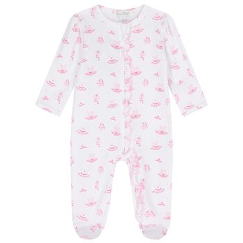 Baby Girls White & Pink Ready To Dance Babygrow
