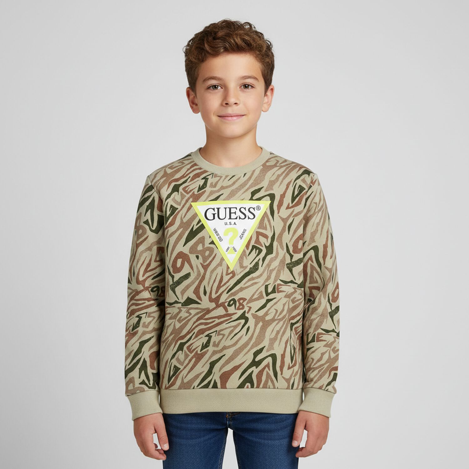 Boys Green Logo Sweatshirt, 1, hi-res image number null
