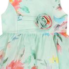 Girls Green Floral Dress, 1, hi-res
