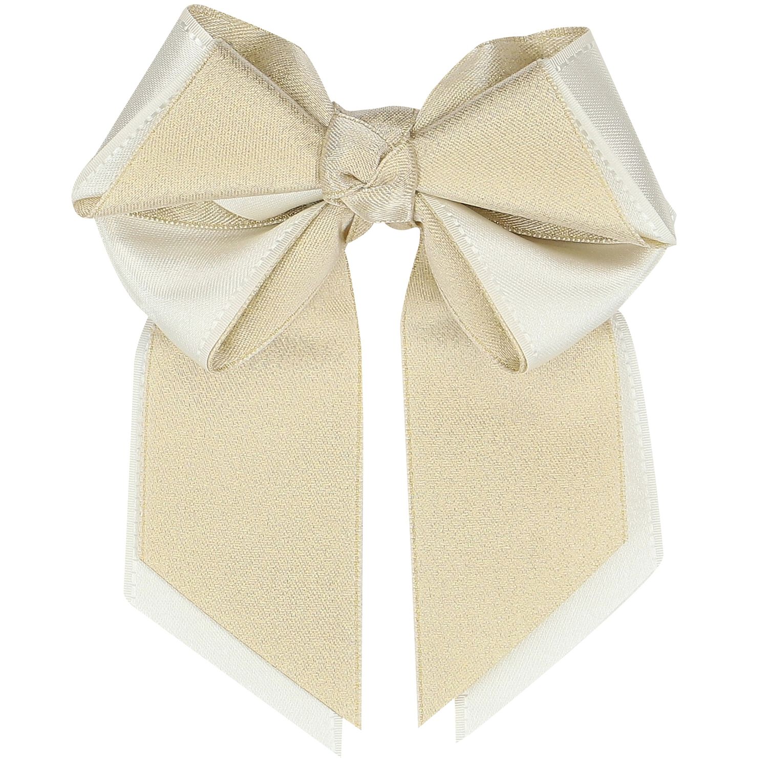 Girls Gold & Ivory Ribbon Bow Hair Clip, 1, hi-res image number null