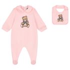 Baby Girls Pink Teddy Bear Logo Babygrow Gift Set, 1, hi-res