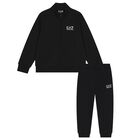 Boys Black Logo Tracksuit, 2, hi-res